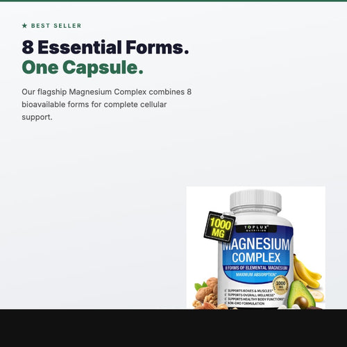 TopLux Magnesium Complex 1000mg, 7 Types for Sleep, Muscle & Bone, 90 Capsules e TopLux Magnesium Complex 1000mg, 7 Types for Sleep, Muscle & Bone, 90 Capsules e